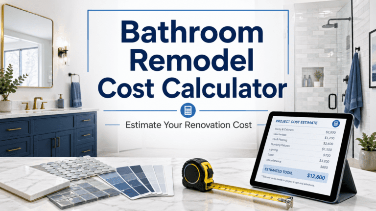bathroom remodel cost calculator showing shower vanity tile and renovation cost factors