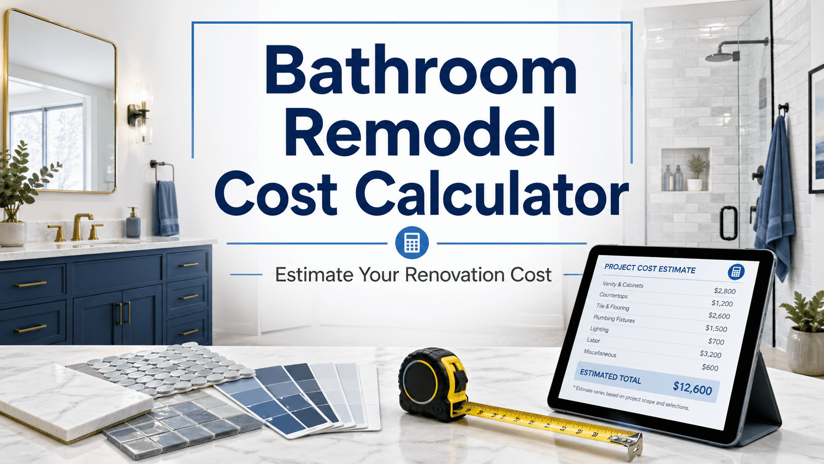 bathroom remodel cost calculator showing shower vanity tile and renovation cost factors