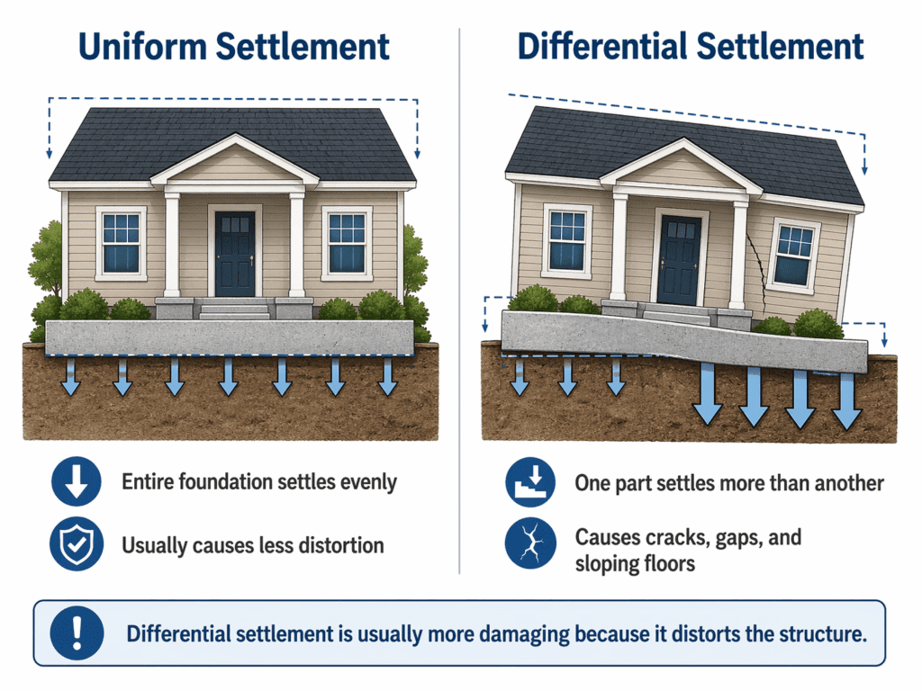 Flowchart showing foundation settlement repair decisions for homeowners
