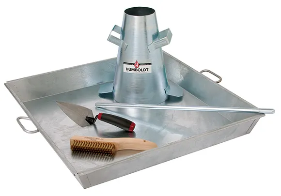 Concrete slump test apparatus prepared before testing fresh concrete
