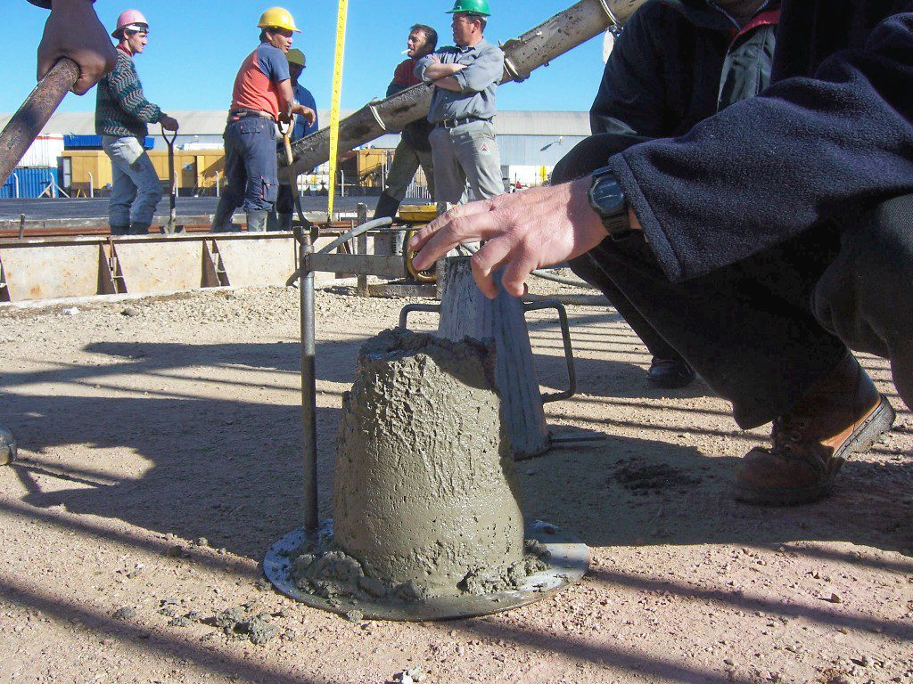 Concrete slump test on site