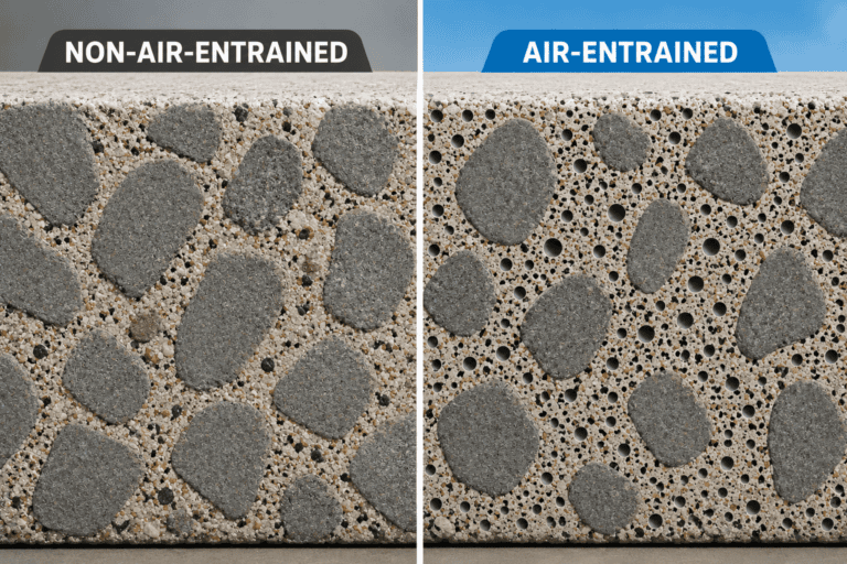 Air entrained concrete vs non air entrained concrete