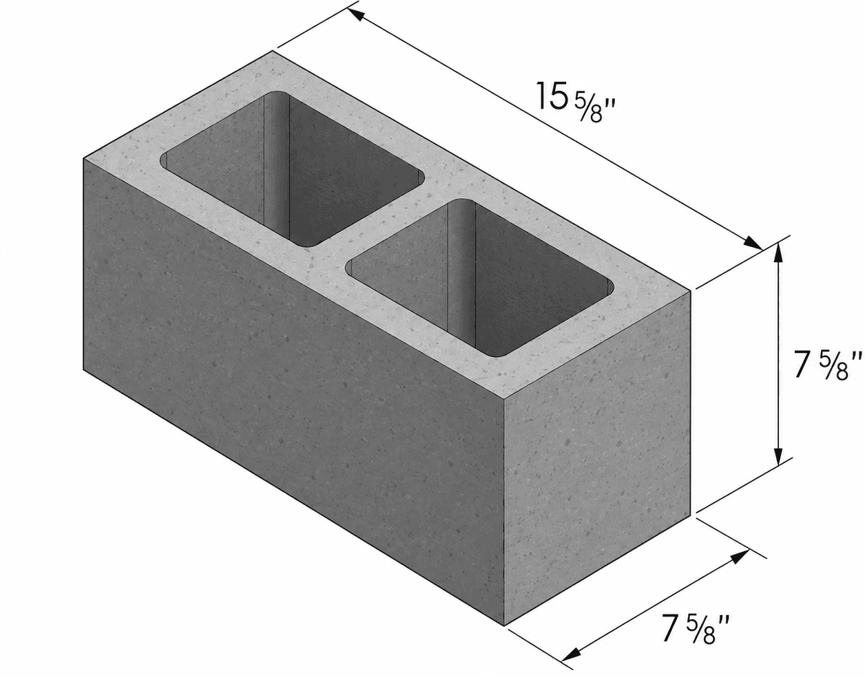 typical hollow concrete masonry unit, often called a concrete block or CMU.